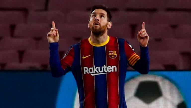 Lionel Messi en festejo con Barcelona