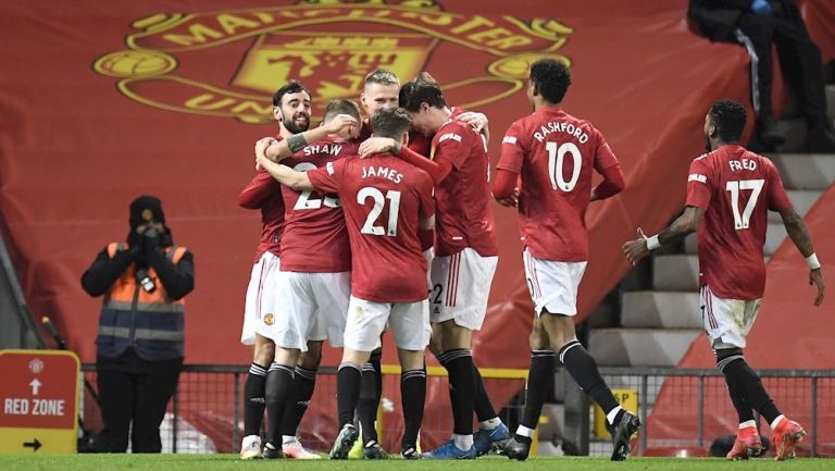 Jugadores del United celebrando un gol