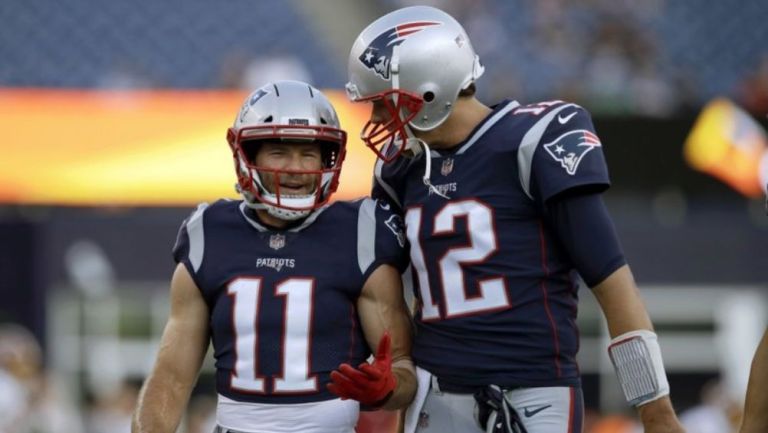 Tom Brady y Julian Edelman juntos en un partido de los Patriots