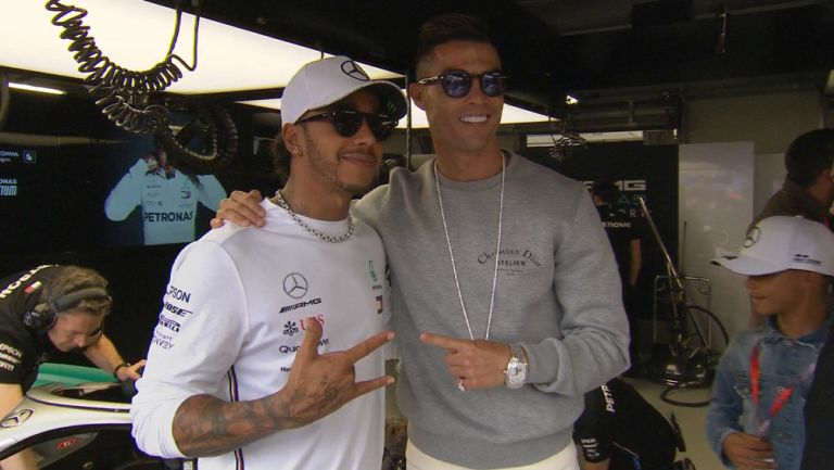 Lewis Hamilton y Cristiano Ronaldo previo a un GP 