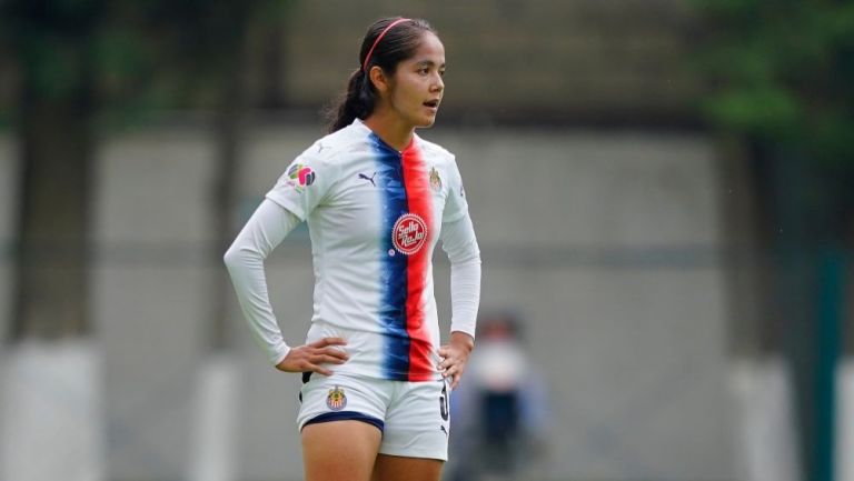 Miriam García durante un partido con las Chivas