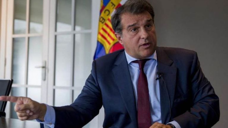 Joan Laporta durante una reunión en Barcelona 