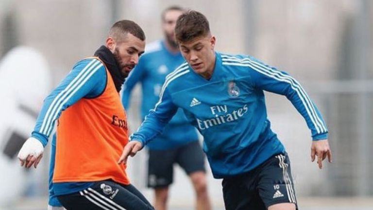 Cristo González durante un entrenamiento con el Real Madrid