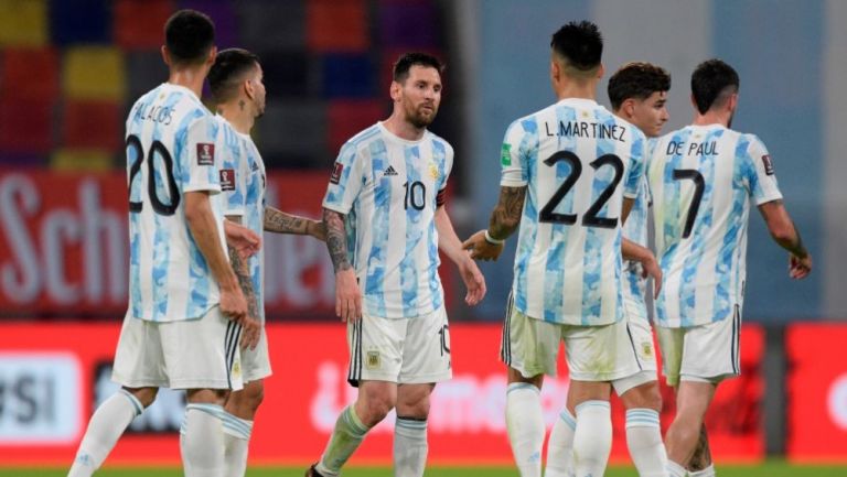 Jugadores de Argentina en un partido ante Chile