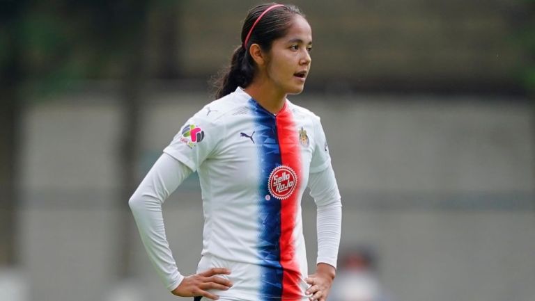 Miriam García en un partido con Chivas