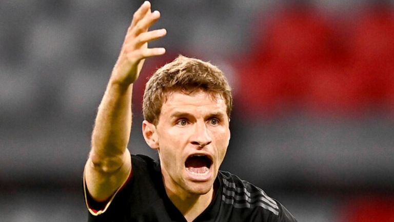 Thomas Müller durante un partido con Alemania