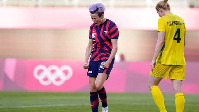 Megan Rapinoe celebrando un gol con Estados Unidos