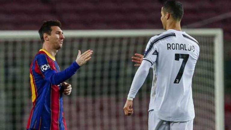 Cristiano y Messi en un partido de Champions League
