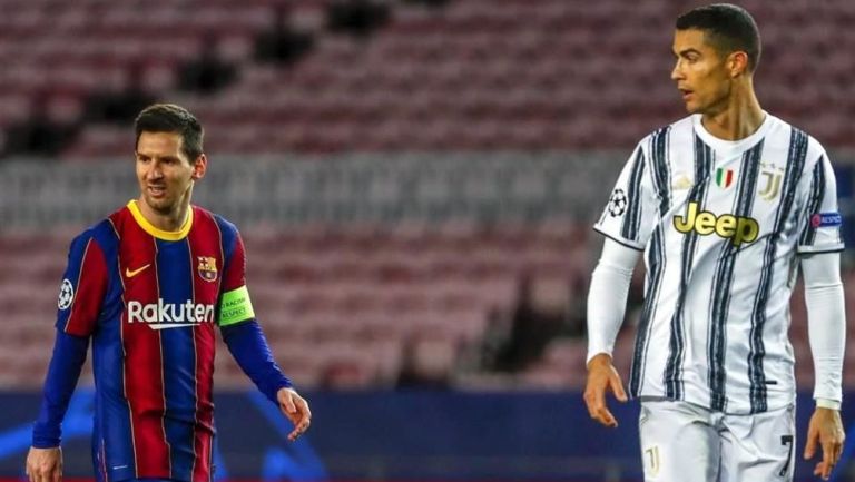 Messi frente a Cristiano Ronaldo durante partido