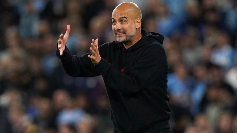 Pep Guardiola en el partido de Champions con el Manchester City