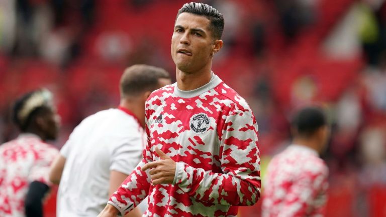 Cristiano Ronaldo durante calentamiento del Manchester 