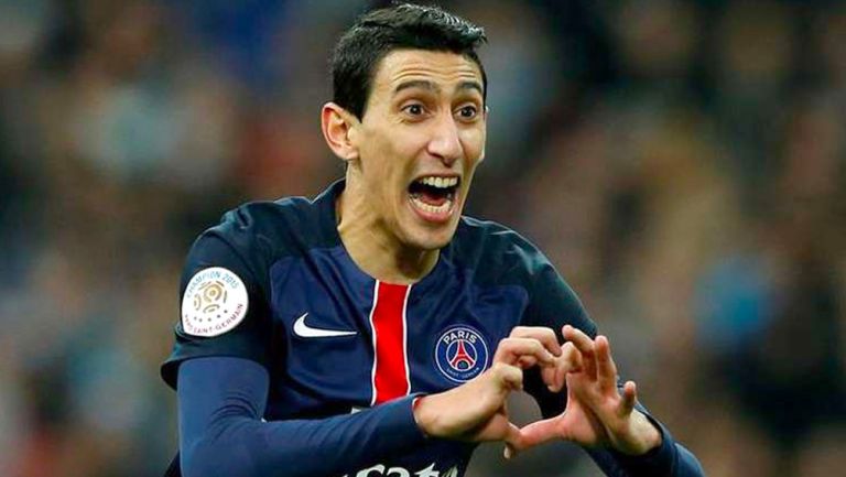 Ángel di María festeja un gol con el PSG