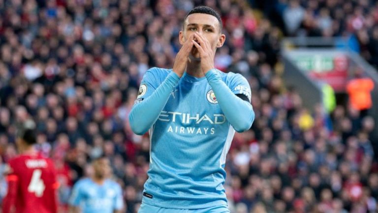 Phil Foden en un partido del Manchester City