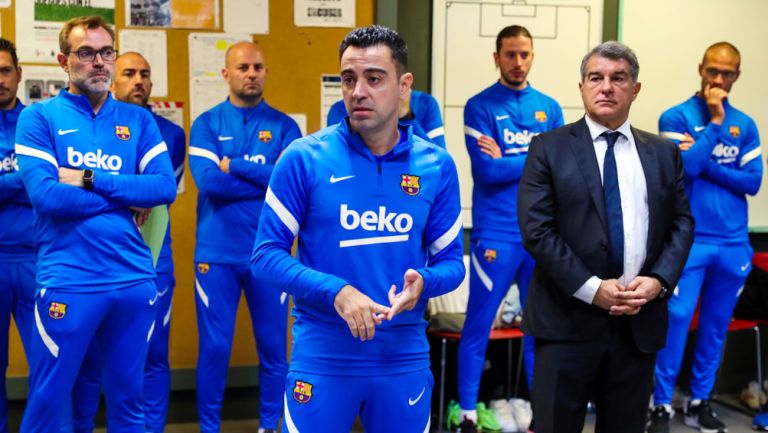 Xavi en su primer entretenimiento del Barça