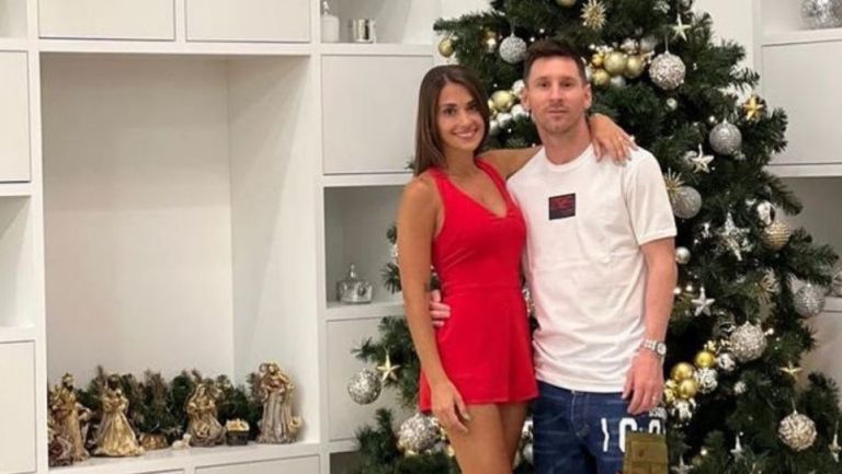 Lio Messi celebrando la Navidad