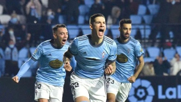 Jugadores del Celta celebrando un gol