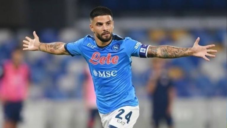 Lorenzo Insigne celebrando gol con el Napoli en la Serie A