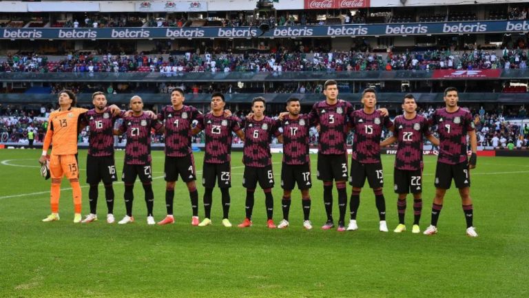 Jugadores de la Selección Mexicana previo a un partido