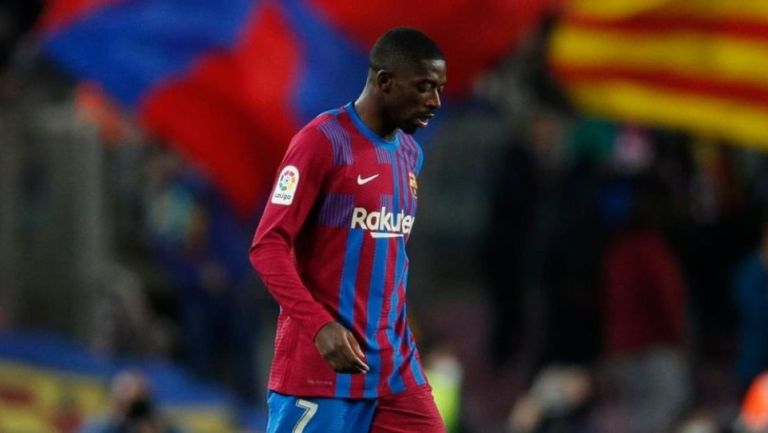 Dembélé jugando con el Barcelona