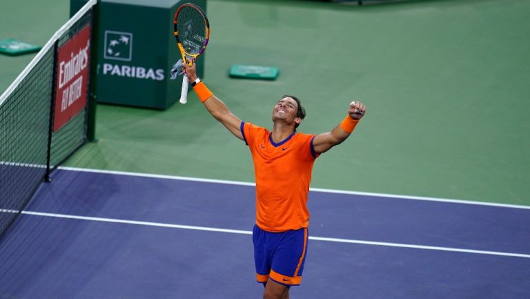 Rafael Nadal reacciona tras pasar a la Final del torneo Indian Wells
