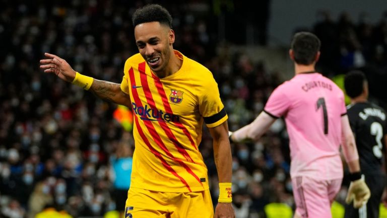 Pierre-Emerick Aubameyang en festejo con Barcelona