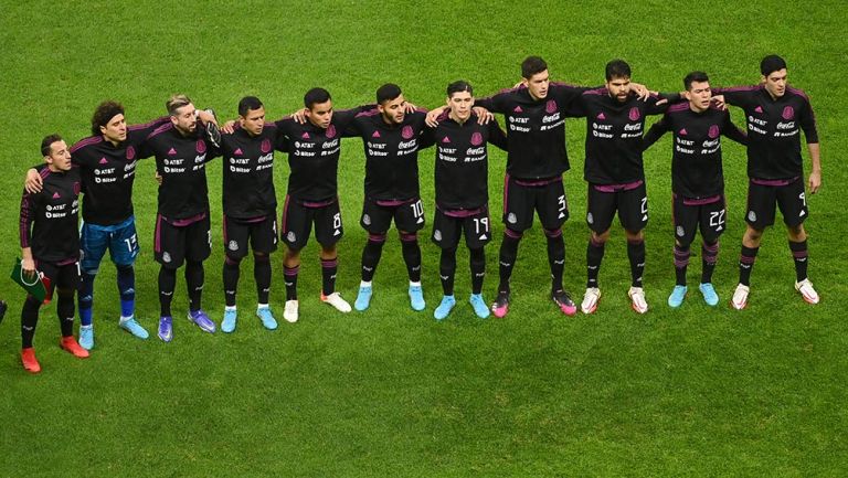 Jugadores de la Selección Mexicana previo a un partido 