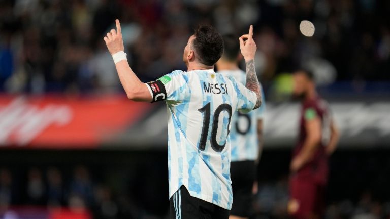 Messi celebrando su gol vs Venezuela 