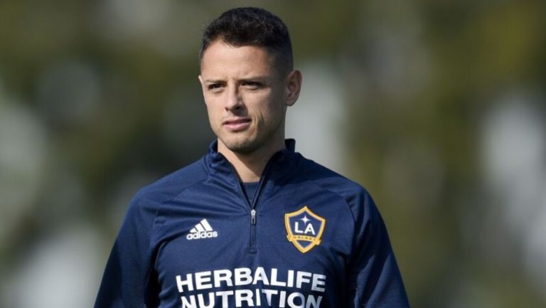 Chicharito Hernández en un entrenamiento de LA Galaxy