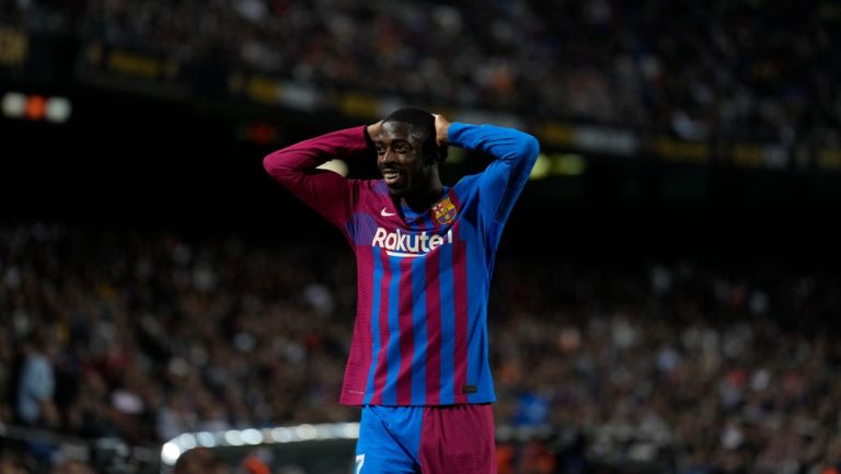 Ousmane Dembélé durante un partido con el Barça