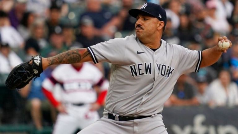 Néstor Cortés durante un partido de los Yankees