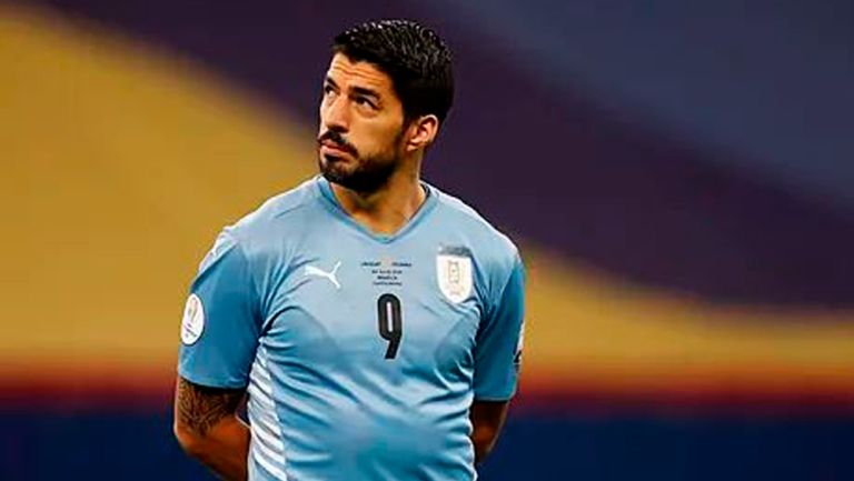 Luis Suárez durante un partido con Uruguay