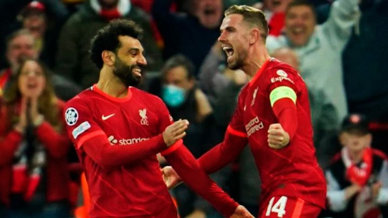 Jugadores del Liverpool, en festejo de gol