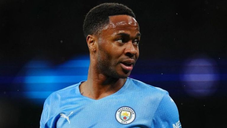 Raheem Sterling durante un partido del Manchester City