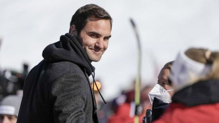 Roger Federer durante el Mundial de esquí alpino en Suiza