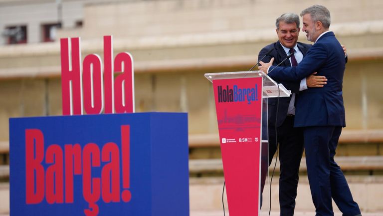 Joan Laporta y Jaume Collboni en anuncio oficial