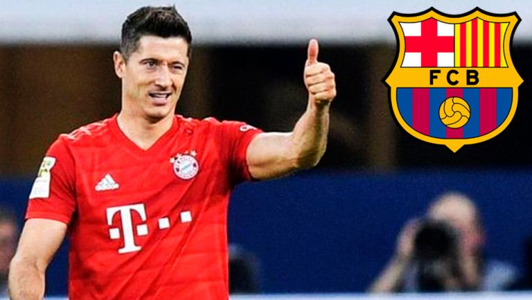 Robert Lewandowski celebra gol con el Bayern Munich 