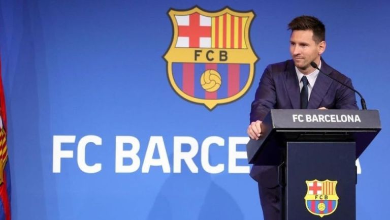 Lionel Messi en su despedida del Barcelona