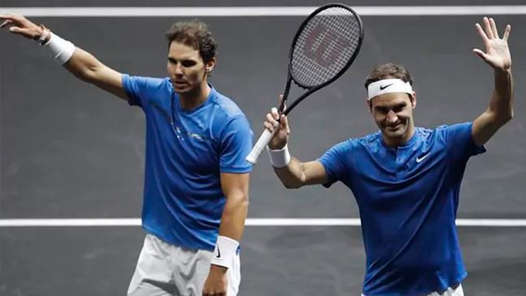 Nadal y Fedrerer tras participar en la Copa Laver 2017