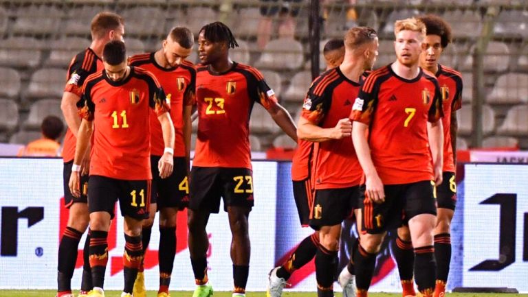 Jugadores de Bélgica festejando un gol
