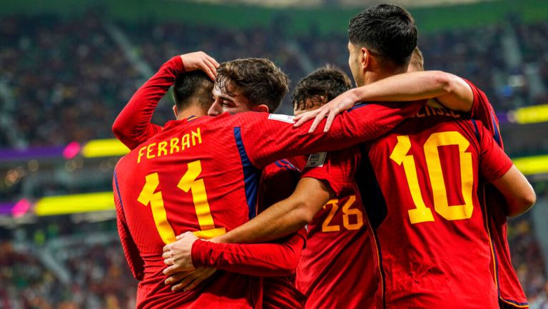 Jugadores de España, en festejo de gol