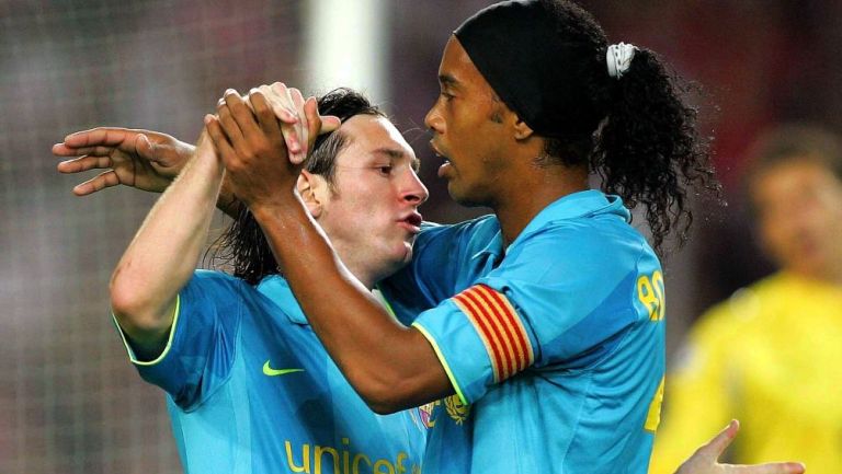 Messi y Ronaldinho en el Barcelona