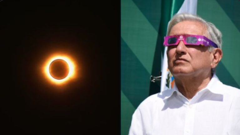 AMLO disfrutó del eclipse solar en Mazatlán, y para ello usó lentes especiales