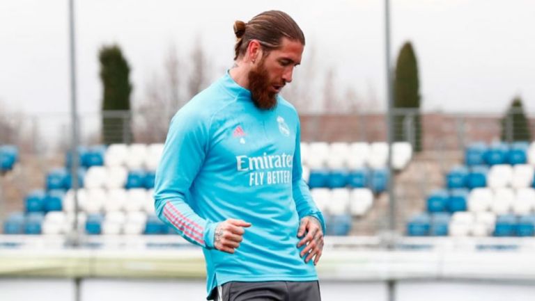 Sergio Ramos en un entrenamiento del Real Madrid